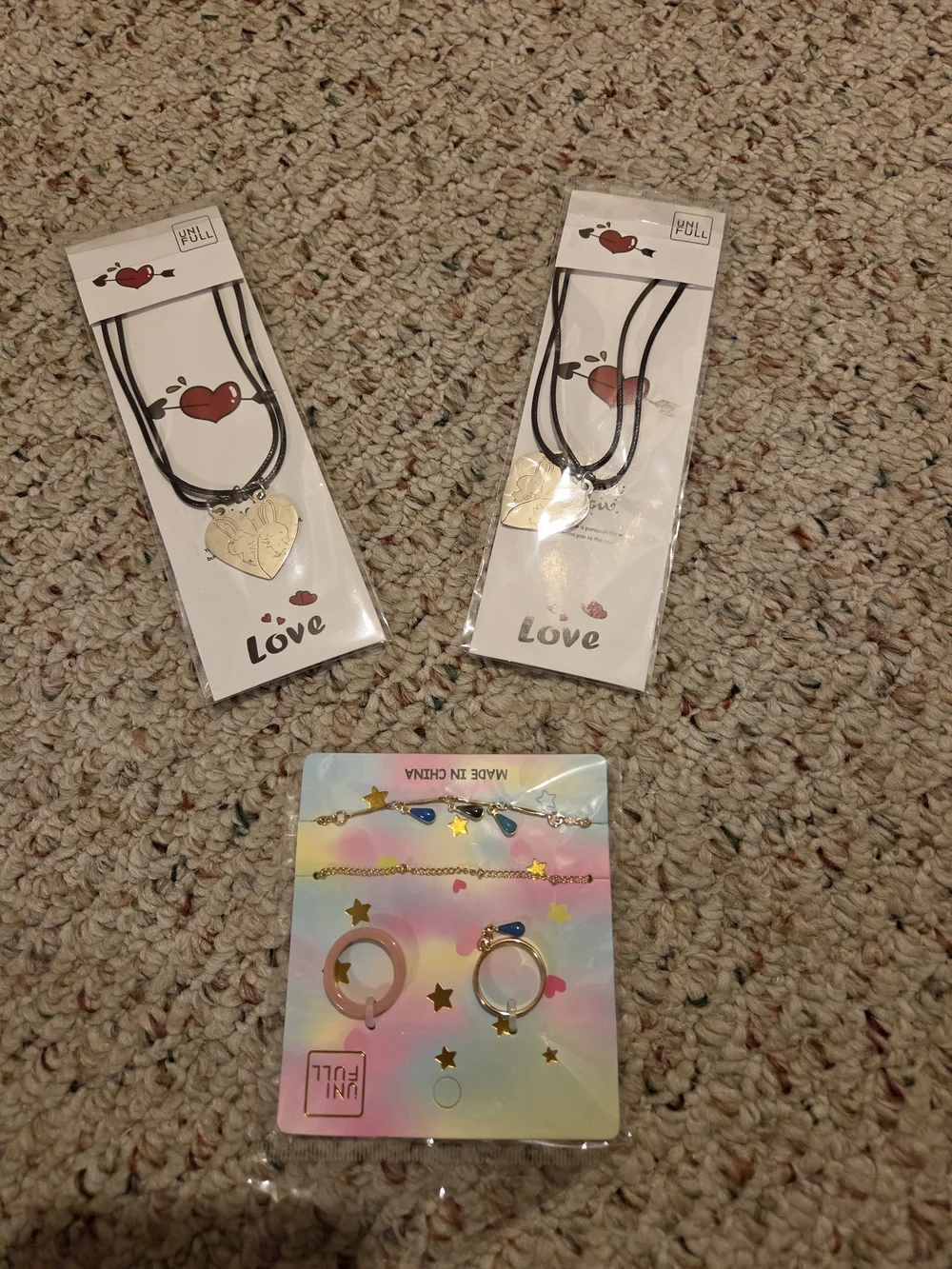 UNIF Kids Gold Heart Pendant Necklace with Black Cord